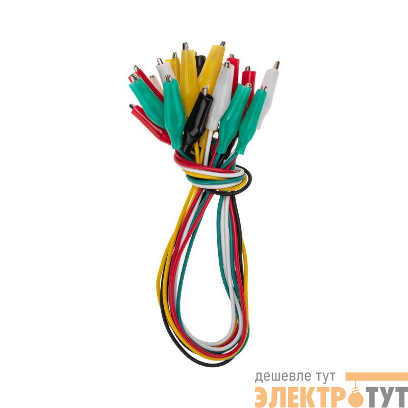 Зажим "крокодил" 5А 40мм с проводом 10 пар Rexant 16-0036