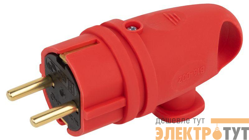 Вилка VX11-R-IP44 16А IP44 с кольцом угловая с заземл. каучук красн. ЭРА Б0055417