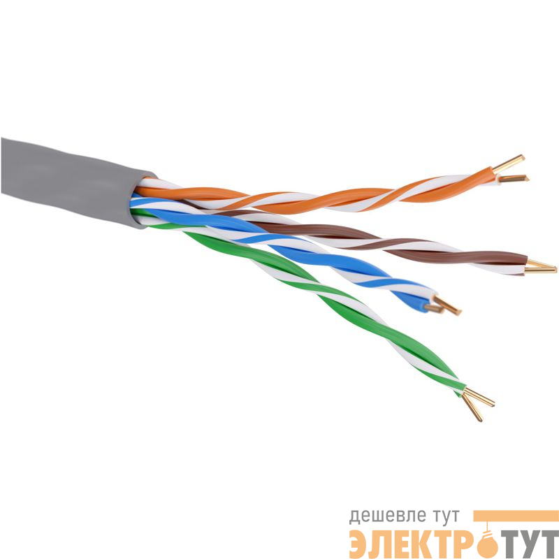 Кабель витая пара неэкранир. U/UTP кат.5E 4 пары нг(А)-HF цвет внешн. оболочки сер. (уп.100м) (кор.) DKC RN5EUUK01GY-A