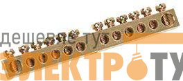Шина PEN "земля-ноль" 8х12мм 16/1 (16групп/крепеж по центру) IEK YNN20-16-100
