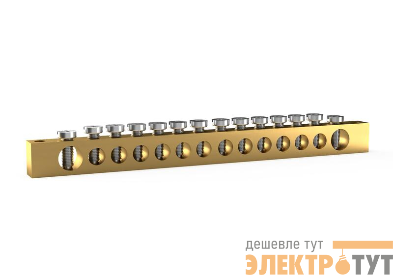 Шина PEN "земля-ноль" 6х9мм 14 отвер. латунь TOKOV ELECTRIC TKE-BSB-69-14-N/PEN