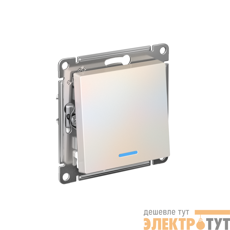 Переключатель проходной 1-кл. СП AtlasDesign 10А IP20 (сх. 6а) 10AX с подсветкой механизм жемчуж. SE ATN000463