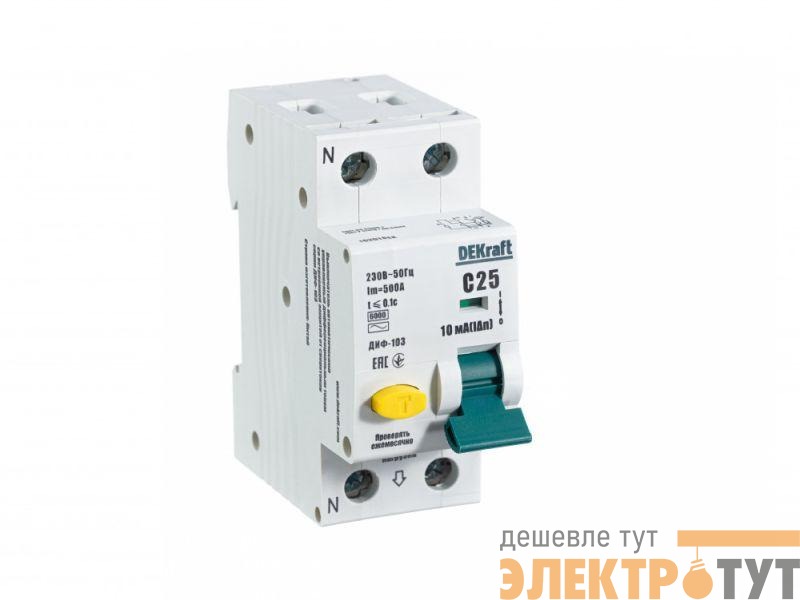 Выключатель автоматический дифференциального тока АВДТ 1Р+N 25А 10мА тип AC С ДИФ-103 6кА SchE 16201DEK