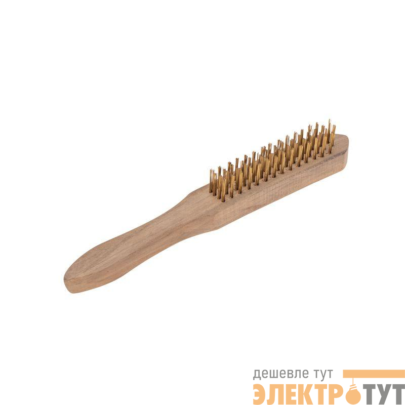 Щетка по металлу с деревянной ручкой 4 ряда 280мм Kranz KR-91-1257