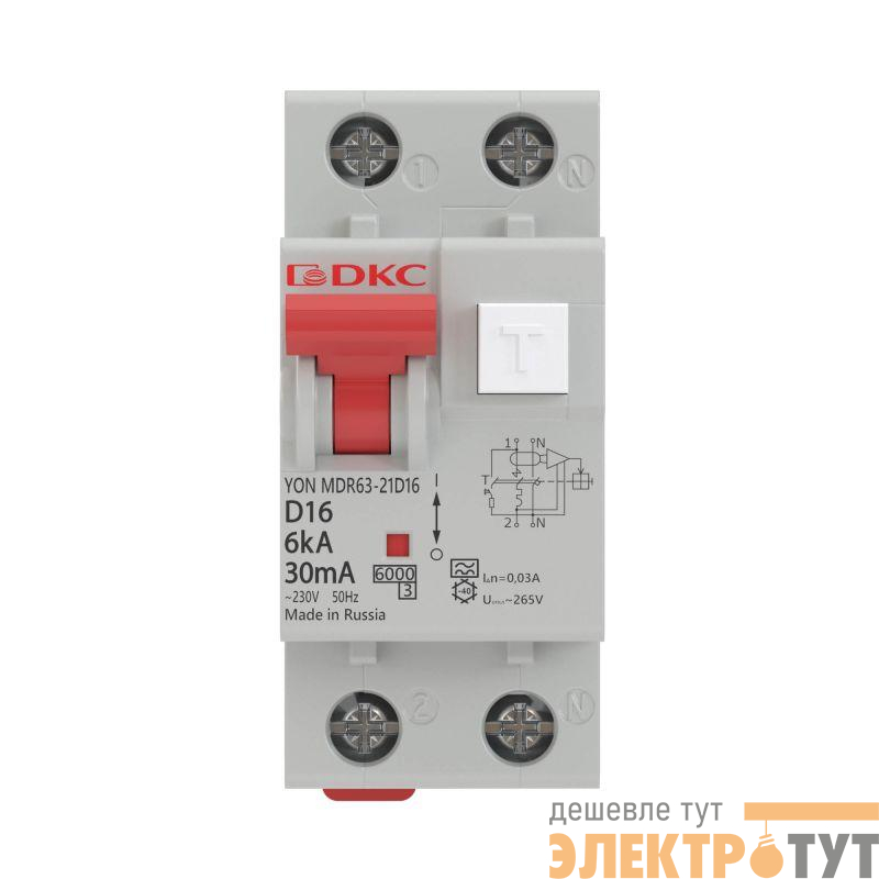 Выключатель автоматический дифференциального тока 2п (1P+N) C 32А 30мА тип A 6кА MDR63 YON MDR63-22C32-A