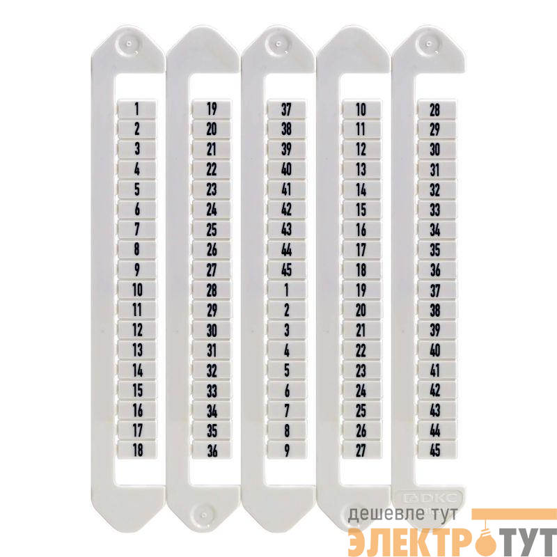 Маркировка для клемм ширина 5мм от 1 до 45 вертикалная ориентация DKC NUTB-5-1-45V