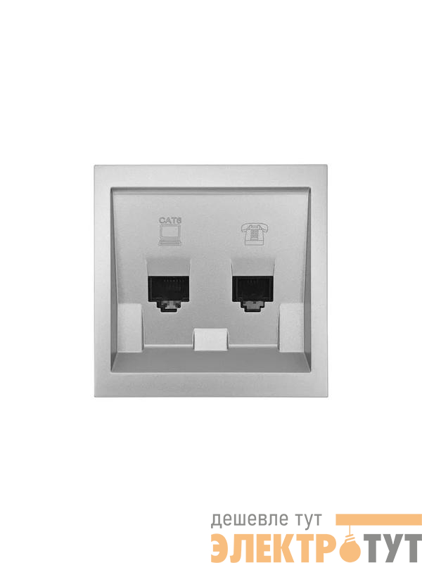 Розетка компьютер+телефон СП ZIMA IP20 с модулем Cat 6 сер. матов. LEZARD 704-7488-144