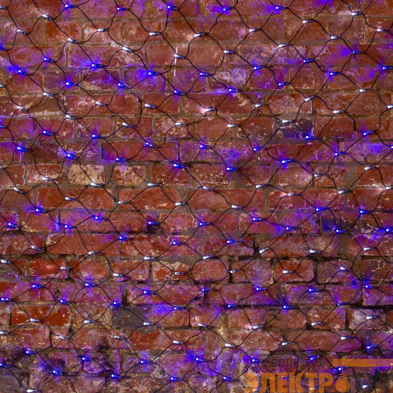 Гирлянда светодиодная "Сеть" 2х1.5м 288LED бел./син. 24Вт 220-240В IP65 с контроллером 8 режимов провод ПВХ черн. Neon-Night 215-022