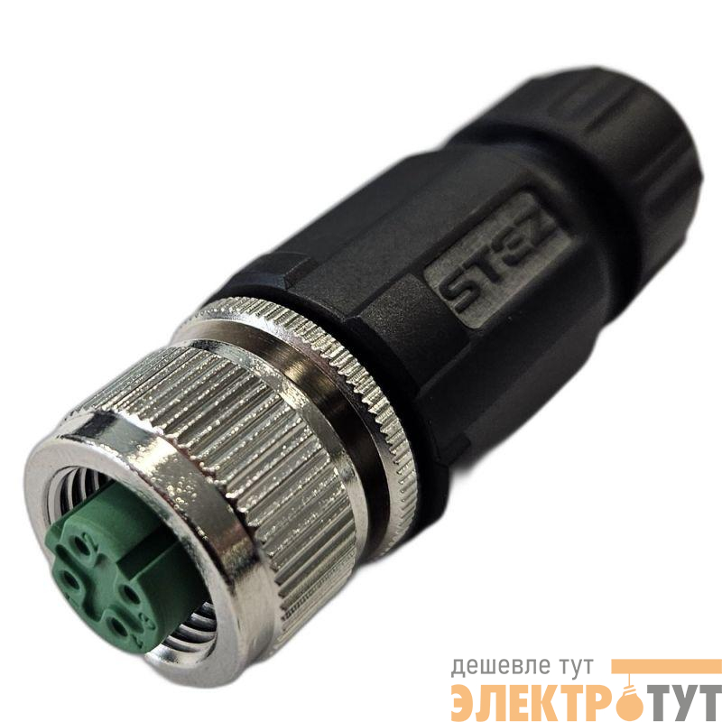Разъем М12 4D гнездовой пайка пластик. прямой резьба PG7 каб. часть СЦМ120021-04D СТЭЗ 185200160