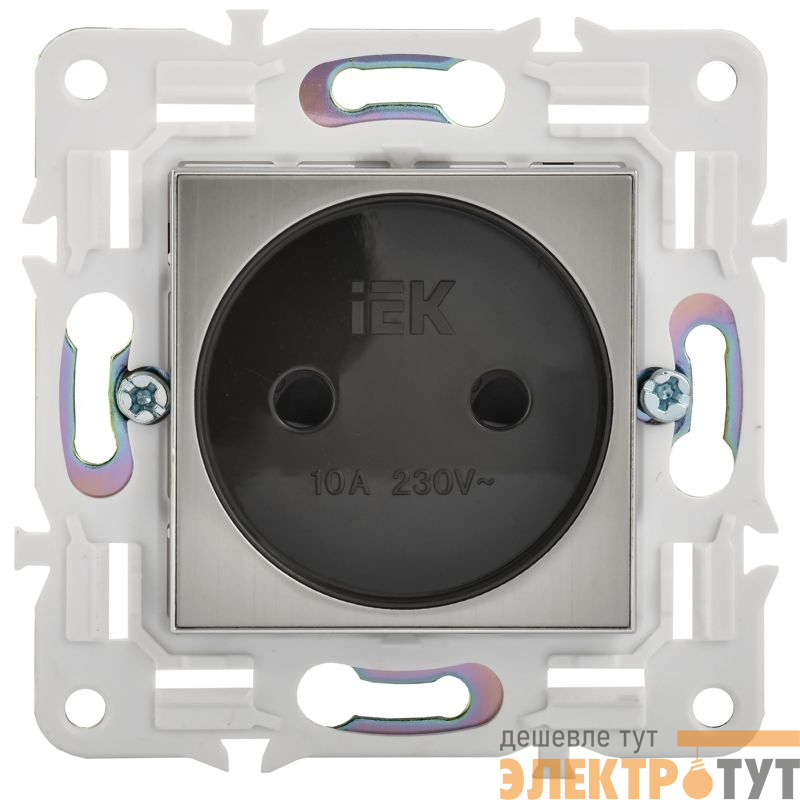 Розетка SKANDY 10А без заземл. защ. шторки SK-R01N никель IEK SK-R13-10-K50