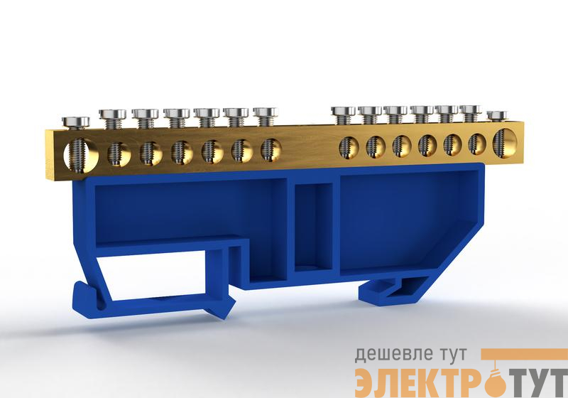 Шина нулевая на DIN-изоляторе 6х9мм 14 отвер. латунь TOKOV ELECTRIC TKE-BCB-69-14-DIN/N