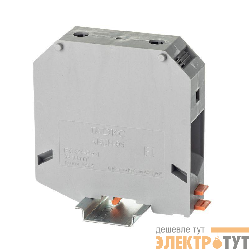 Клемма проходная винтовой зажим 2 точки подключения 95кв.мм сер. DKC KRUH-95