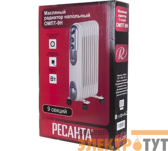 Радиатор масляный 9 секц. 2000Вт ОМПТ- 9Н Ресанта 67/3/4