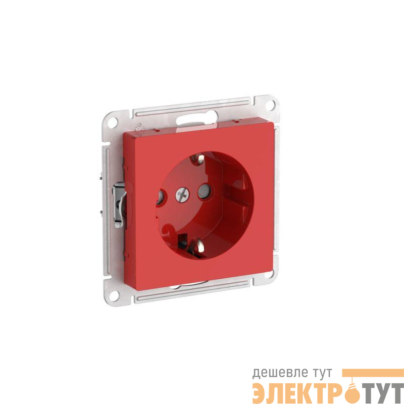 Розетка AtlasDesign 16А с заземл. защ. шторки быстрозажим. клем. механизм красн. SE ATN002045S