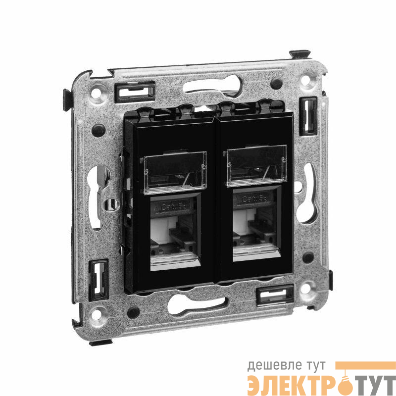 Розетка 2-м СП RJ-45 кат.5e Avanti "Черный квадрат" DKC 4402464