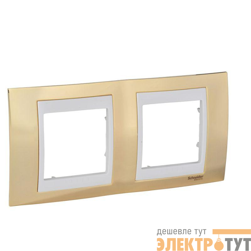 Рамка 2-м Unica золото беж. вставка SchE MGU66.004.504