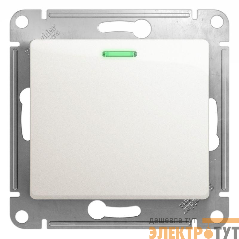 Переключатель проходной 1-кл. СП Glossa 10А IP20 (сх. 6а) 10AX с подсветкой механизм перламутр. SE GSL000663