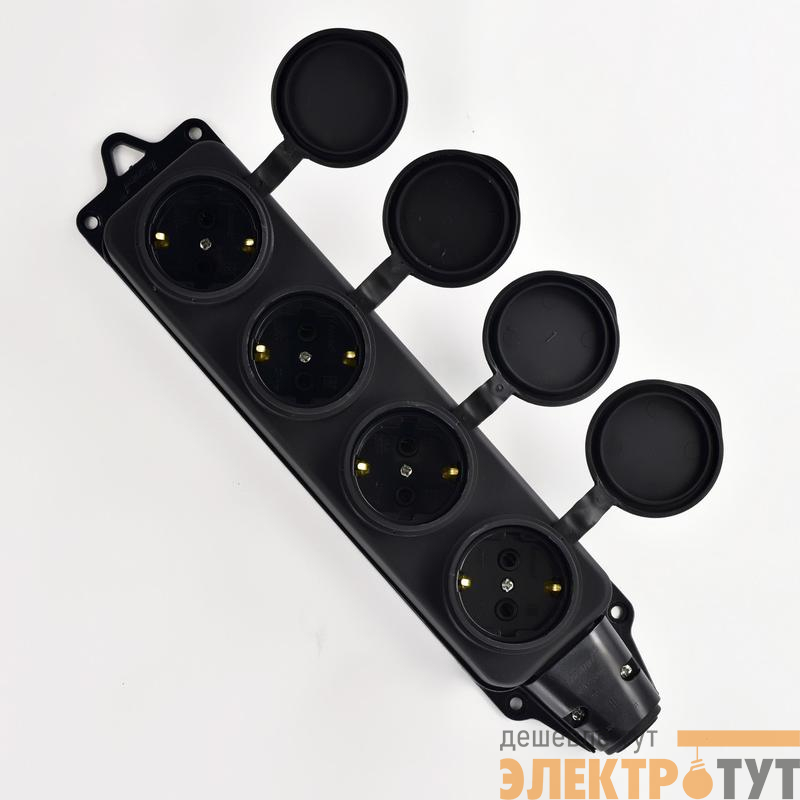 Колодка 4-м 16А IP44 2P+PE 220-240В с защ. крышками каучук LEZARD 106-0400-0107/107