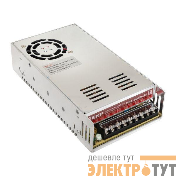 Блок питания на монтажную панель 500Вт Uвх 220В AC m Uвых 24В DC постоянного тока EKF MPS-500W-24
