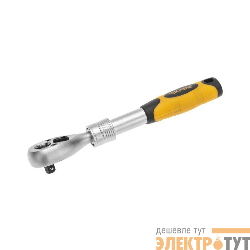 Ключ телескопический трещоточный 1/4 162-210мм CrV двухкомпонентн. рукоятка Kranz KR-12-8413