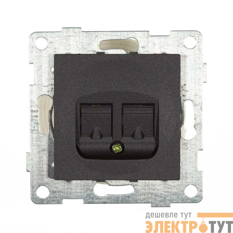 Розетка компьютерная 2-м СП Bravo RJ45 механизм графит GUSI С10К2-010