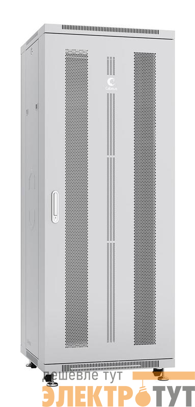 Шкаф монтажный телекоммуникационный напольн. ND-05C-32U60/80 19дюйм 32U 600х800х1610мм для распределит. и серверн. оборудования; передн. и задн. перфорир. двери ручка с замком RAL 7035 сер. Cabeus 7225c