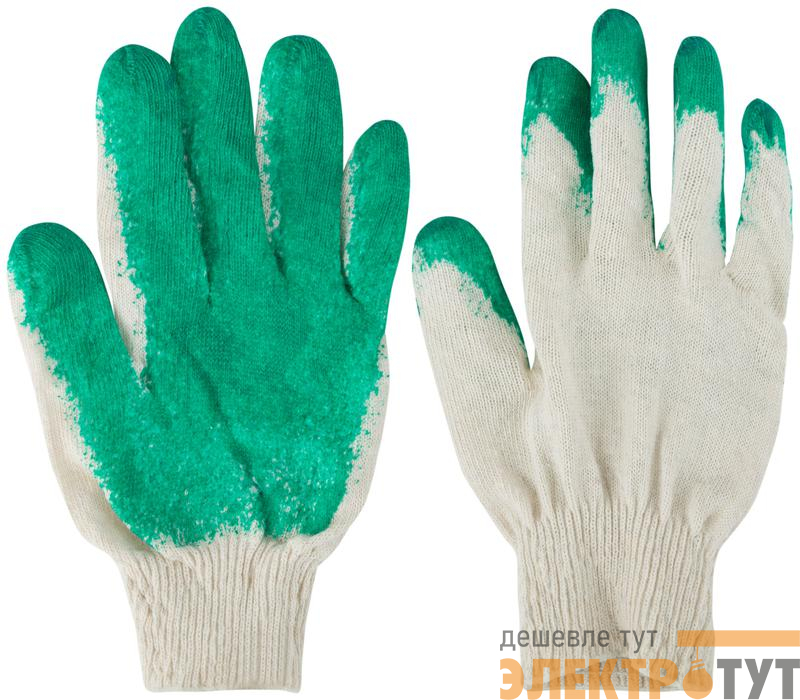Перчатки вязаные с резиновой заливкой наладонника х/б 12470