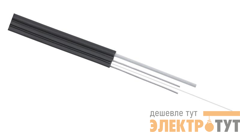 Кабель волоконно-оптический 9/125 одномод. 4 волокна усилен двумя стальн. проволоками FTTH с внешн. силовым элементом из стальн. проволоки внтур./внешн. -40-+60град.C LSZH черн. Cabeus 9696c