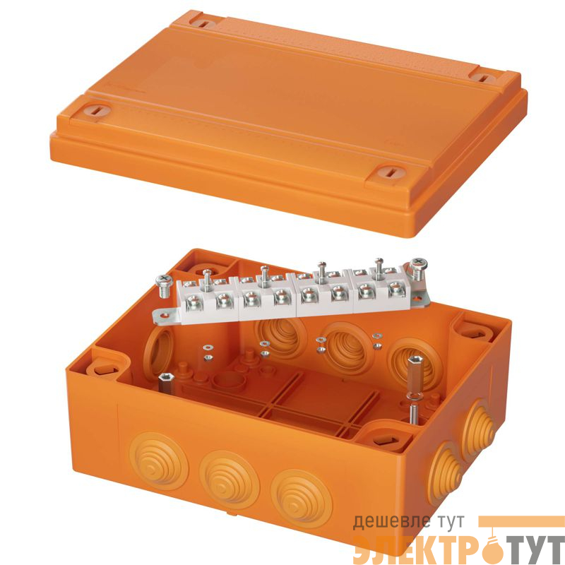Коробка FS 150х110х70мм IP55 12п 450В 6А 4кв.мм с кабельными вводами и клеммниками пластик. DKC FSB211204