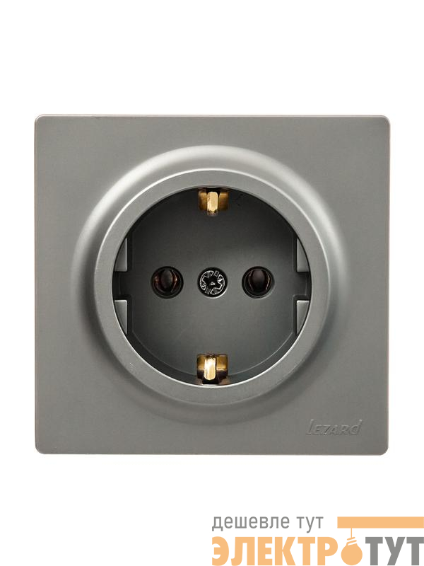 Розетка 1-м ОП LETO с заземл. ПБТ платина LEZARD 752-3500-122B