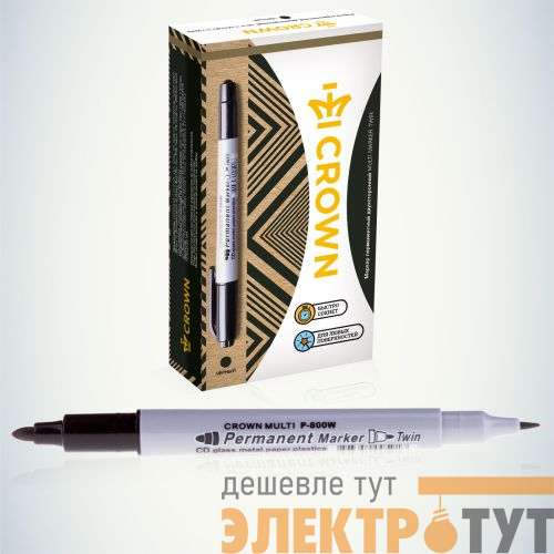 Маркер перманентный двухсторон. "Multi Marker Twin" 2мм/1мм пулевидный черн. 095143 Crown Б0048242