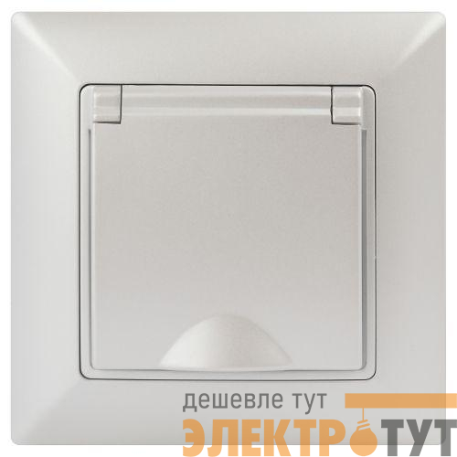 Розетка 1-м СП Solo 4-203-06 16А 250В IP20 2P+E Schuko с заземл. защ. крышка перламутр Intro Б0053662