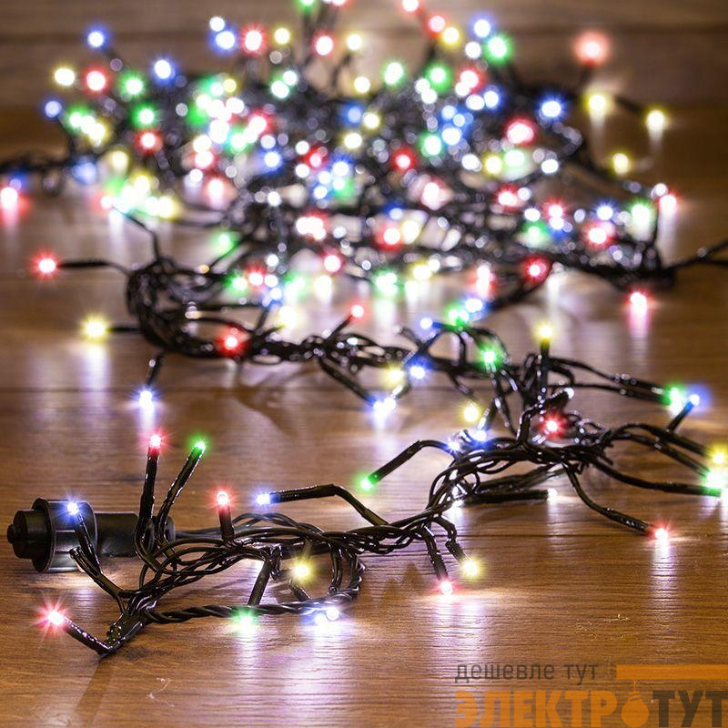 Гирлянда светодиодная "Кластер LED" 3м 288LED мультиколор 14Вт 220-240В IP20 провод ПВХ темн. зел. Neon-Night 303-629