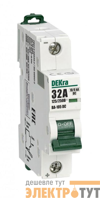 Выключатель автоматический модульный 1п C 32А 10кА ВА-105 DC DEKraft 13382DEK