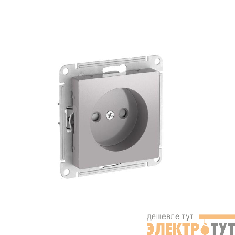Розетка AtlasDesign 16А без заземл. защ. шторки быстрозажим. клем. механизм алюм. SE ATN000349S