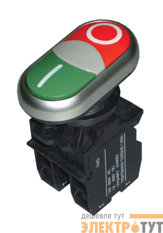 Кнопка LA32HND красная/зеленая "Пуск-Стоп" овал с подсветкой 220V 1NO+1NC ЭКФ