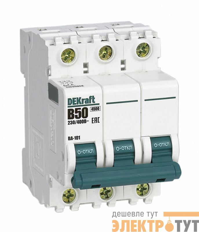 Выключатель автоматический модульный 3п B 50А 4.5кА ВА-101 DEKraft 11035DEK