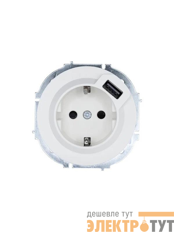 Розетка 1-м СП OSEN с заземл. + USB разъем бел. LEZARD 743-0288-181