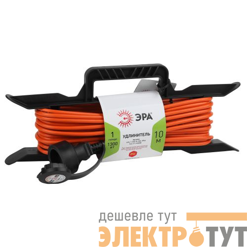 Удлинитель-шнур на рамке 1х10м без заземл. 6А IP20 UFx-1-2х0.75-10m ПВС 2х0.75 Эра Б0046820