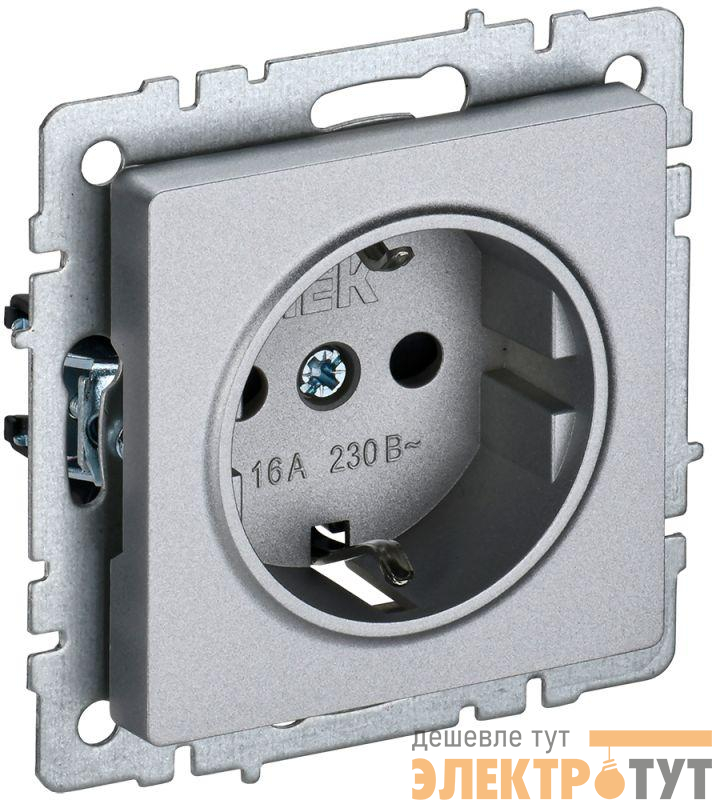 Розетка BRITE РС14-1-0-БрА 16А с заземл. защ. шторки механизм алюм. IEK BR-R14-16-K47