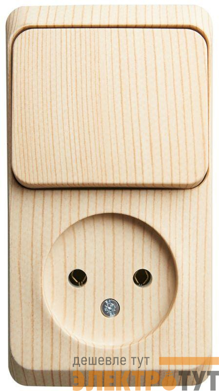 Блок ОП Этюд (1-м розетка без заземл. + 1-кл. выкл.) сосна SE BPA16-204D