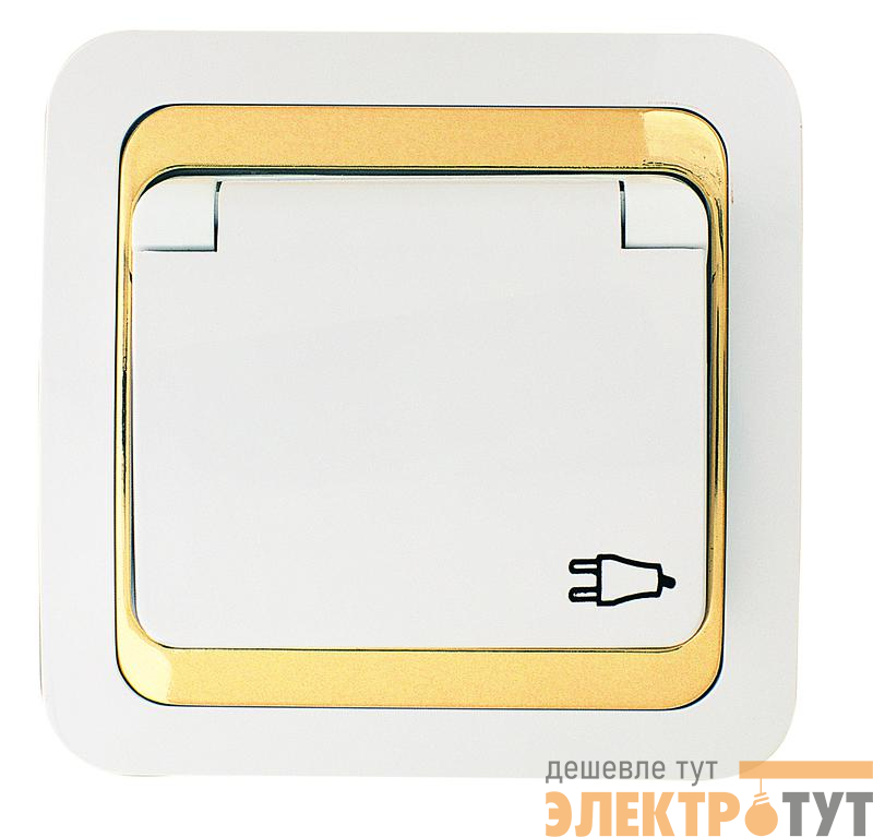 Розетка Mimoza с заземл. и крышкой с зол. вставкой Makel 12229