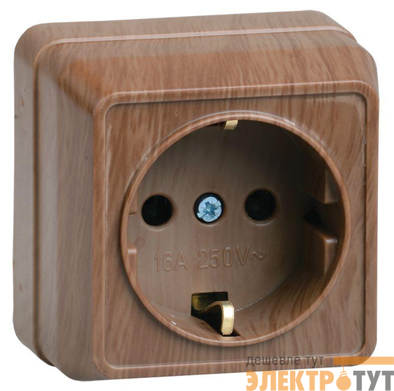 Розетка 1-м ОП Октава РС20-3-ОД 16А IP20 с заземл. дуб GENERICA ERO11-K04-16-DC
