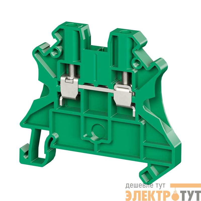 Клемма проходная винтовой зажим 2 точки подключения 4кв.мм зел. DKC TUR-4R-GN