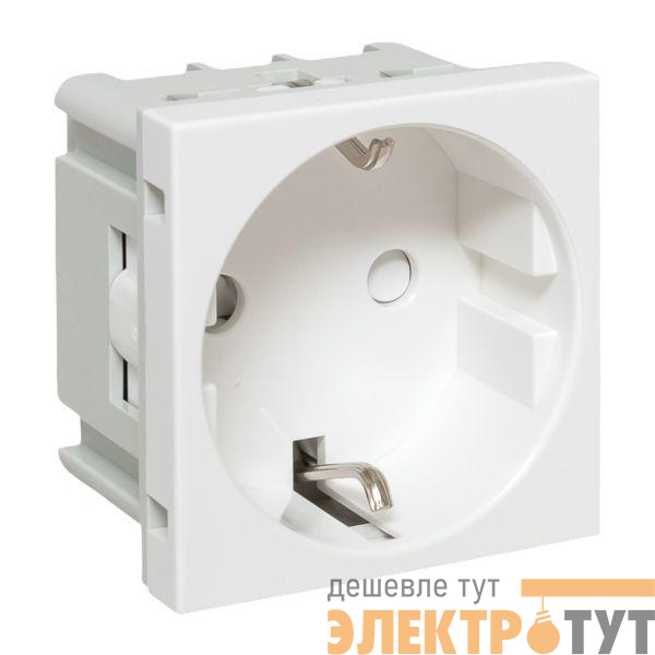 Розетка 1-м 2мод. C-Line РКС-20-30-П 45х45 с заземл. бел. EKF E2MR16-028-10