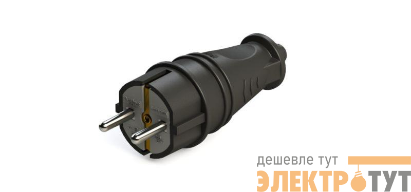 Вилка прямая MultiSet 16А 250В IP44 с заземл. каучук черн. SE MST4001BK