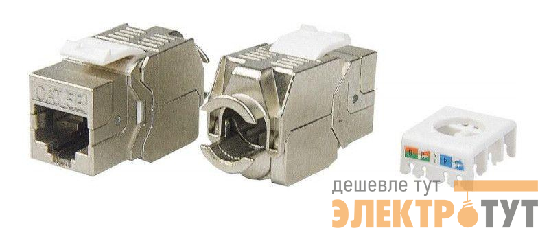 Вставка Keystone Jack RJ45 (8P8C) кат.5E экранир. KJ8-8P8C-C5e-180-TLS-SH-F-WH 180град. Toolless бел. Hyperline 426191