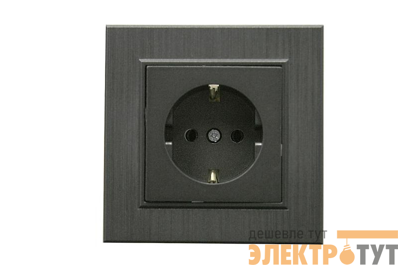 Розетка 1-м Karea LINE STAR с заземл. дым. металлик Makel 86050028