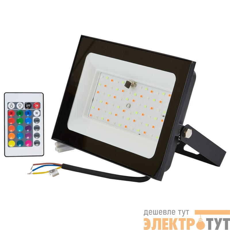 Прожектор светодиодный ULF-F60-50W/RGB IP65 200-240В мультиколор пульт ДУ BLACK Uniel UL-00011855