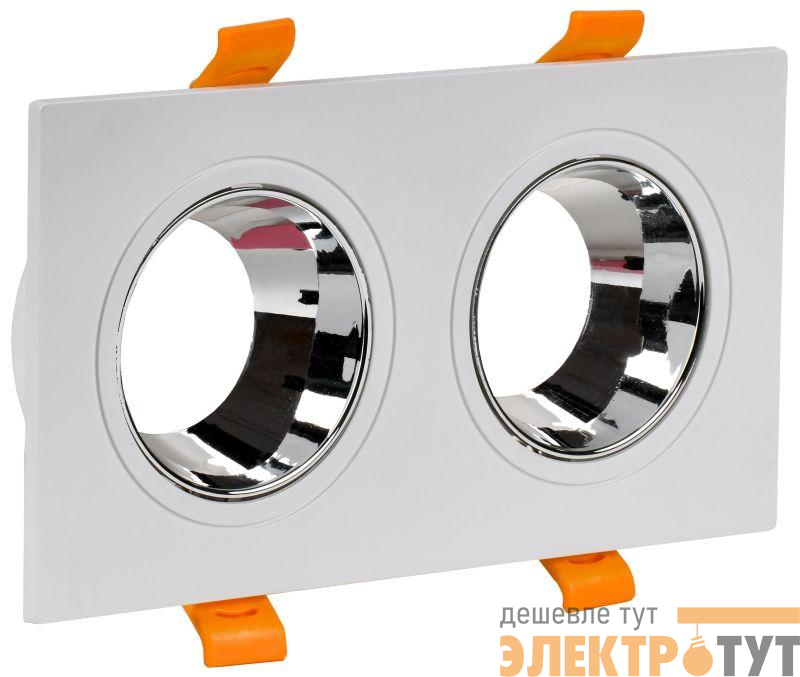 Светильник 4108 встраиваемый поворотный 2хGU10 бел./хром пласт. IEK LT-UVB0-4108-GU10-2-K23